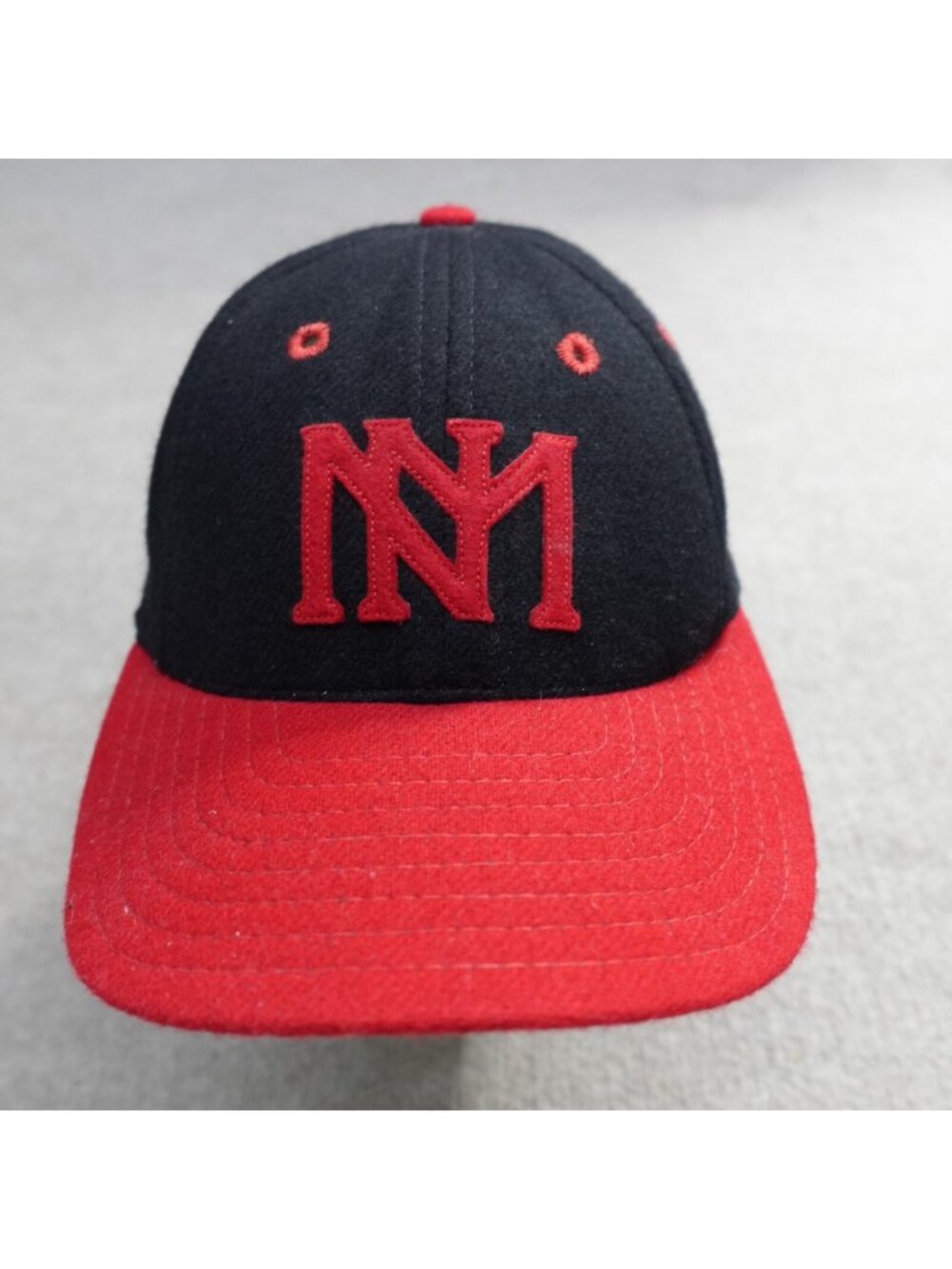 M&N Baseball Hat Black Felt Patch Legacy Leather Strapback USA Made